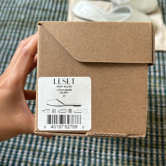 Leset Romy silk mules in celery, NWT, size 37 - Picture 5 of 5